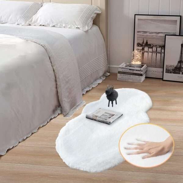 Premium White Faux Rabbit Fluffy Fur Rugs for Bedroom for Bedroom, Beside Sofa, Living Room, Indoor Thick Fluffy (White)